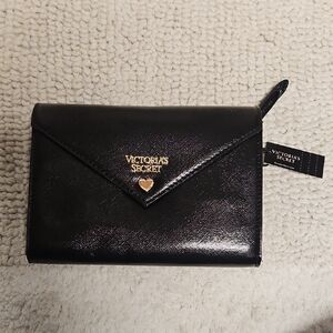 Victoria's Secret Black Wallet with Gold Logo Heart
